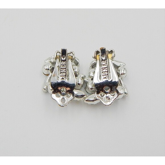 Lisner Aurora Borealis Rhinestones Necklace SilverTone Choker Clip On Earrings - Picture 7 of 10